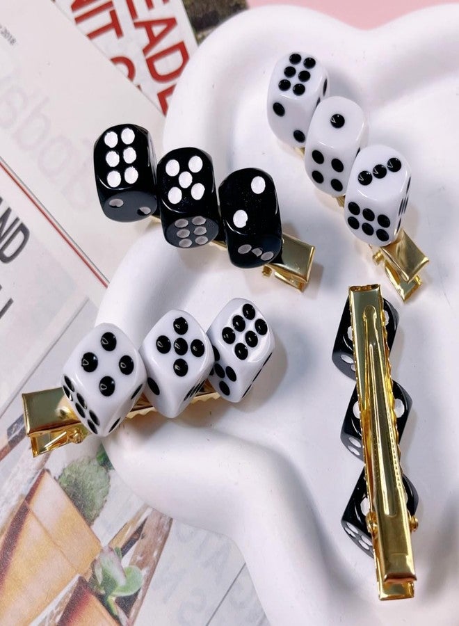 TUCEWP 4Pcs Dice Hair Clips for Women Girls Funny Resin Dice Cube Hair Pins Goth Punk Black White Dice Hair Barrette Nonslip Metal Alligator Clips for Long Thick Hair Trendy Lovely Hair Accessories - Image 3